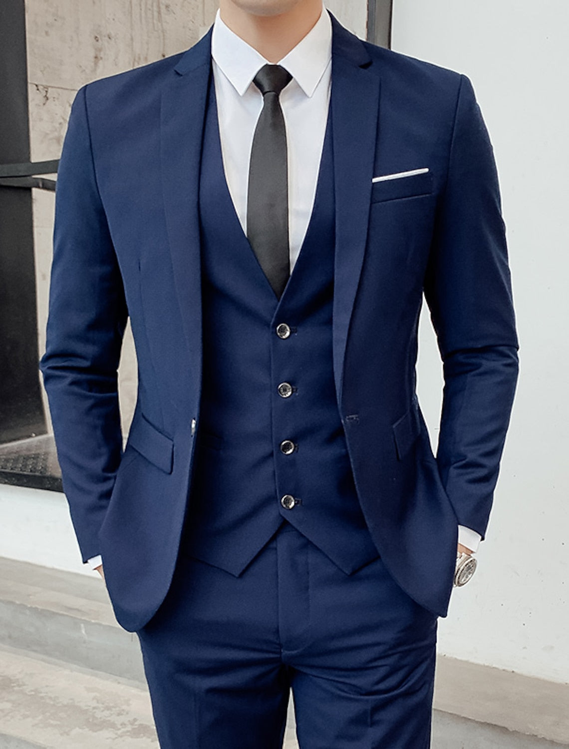 Costume Trois Pieces Homme - Coupe Classique Deux Boutons
