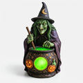 Lampe de Table Chaudron de Sorcière en Résine avec LED Verte Néon