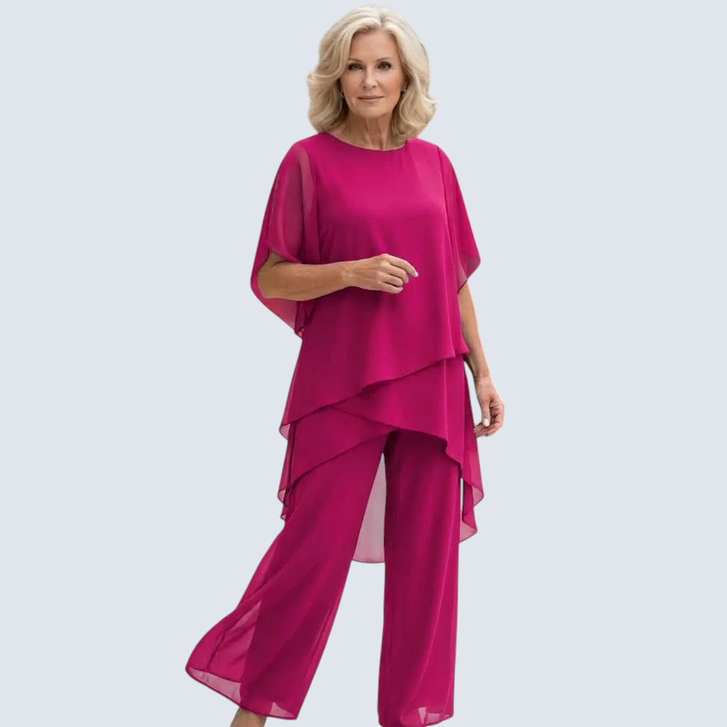 Ensemble deux pièces femme superposition, drapé et chic