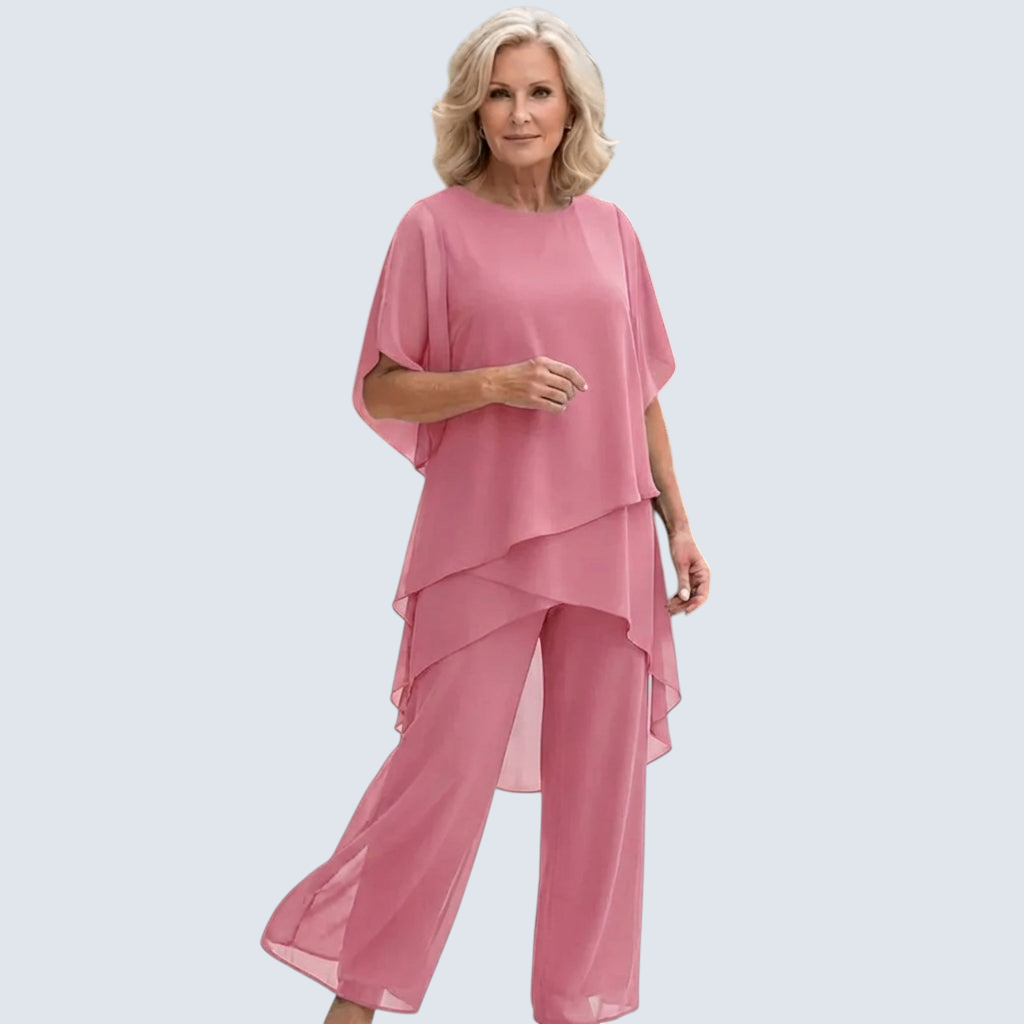 Ensemble deux pièces femme superposition, drapé et chic