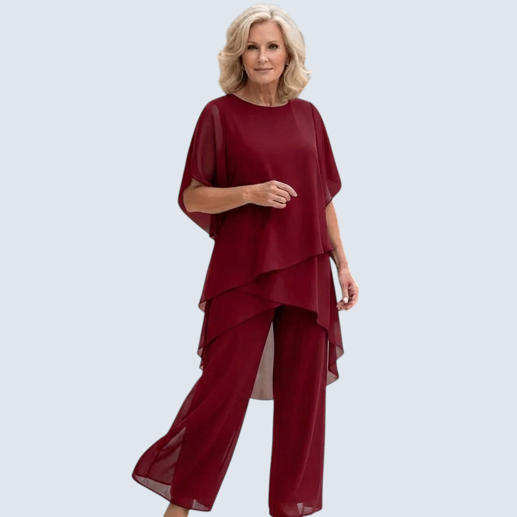Ensemble deux pièces femme superposition, drapé et chic