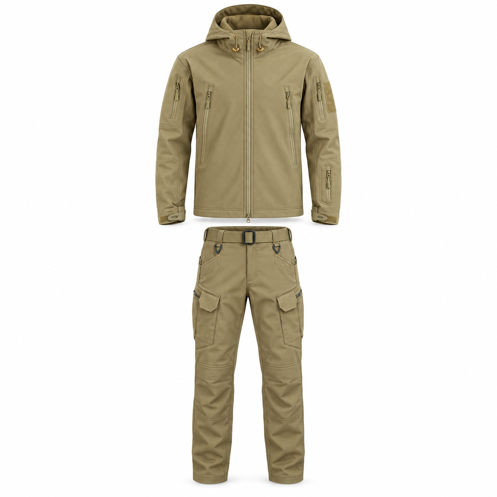 Ensemble Outdoor Homme - Veste d'Hiver Matelassée avec Capuche et Pantalon Cargo