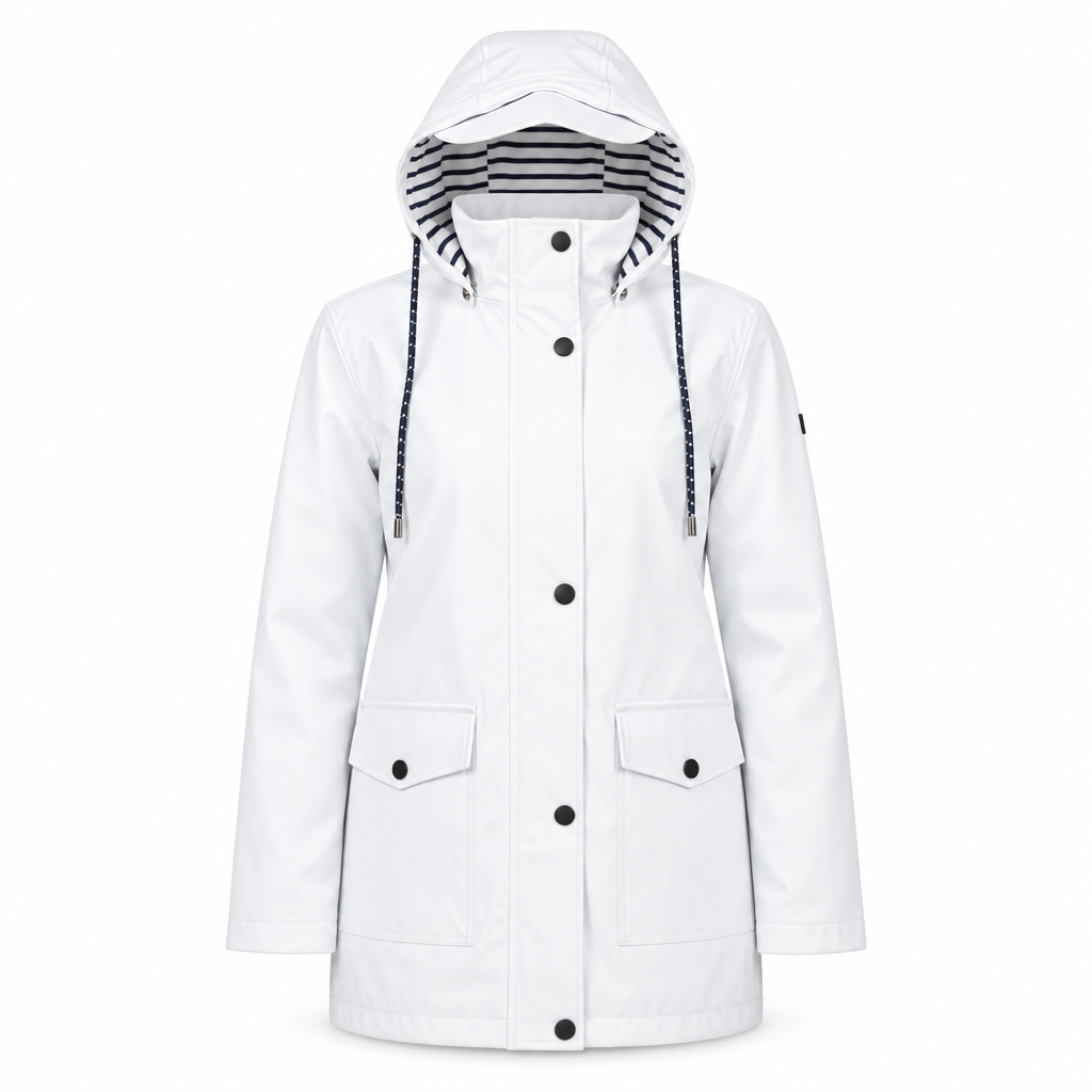 Veste Légère à Capuche Femme avec Doublure Rayée