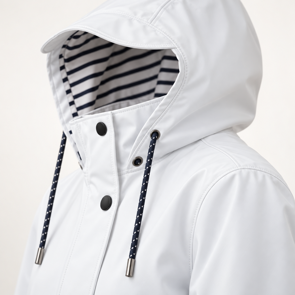 Veste Légère à Capuche Femme avec Doublure Rayée