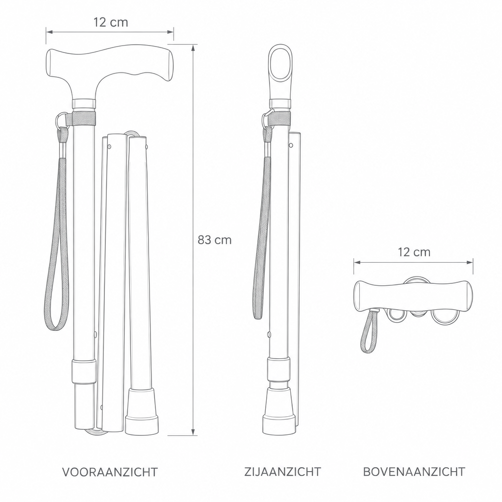 Canne de Marche Pliable en Aluminium avec Poignée en T et Dragonne