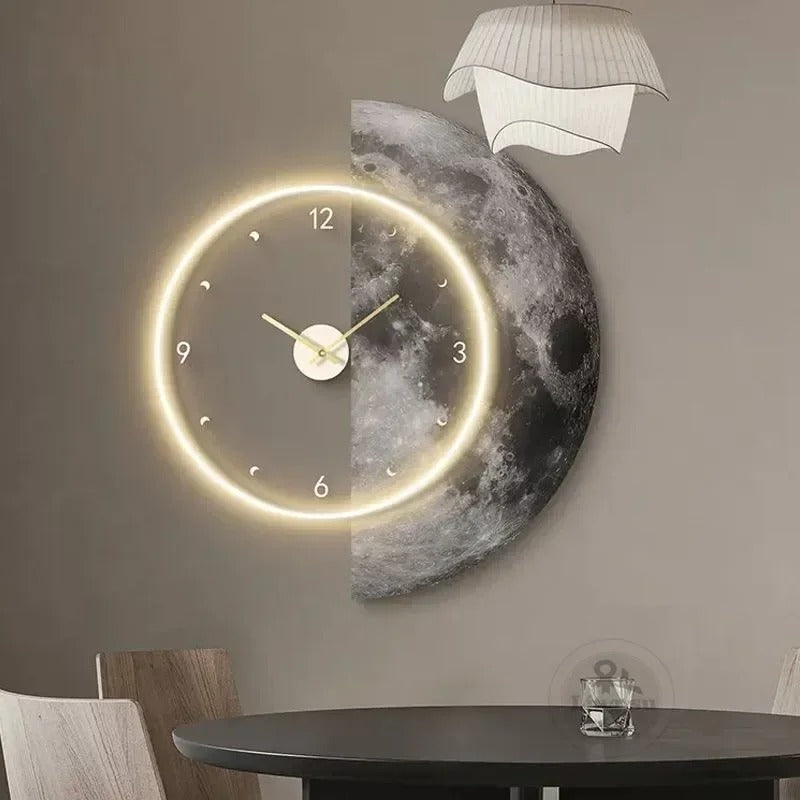 Horloge Murale Lune Lumineuse – Éclairage LED Doux et Design Céleste