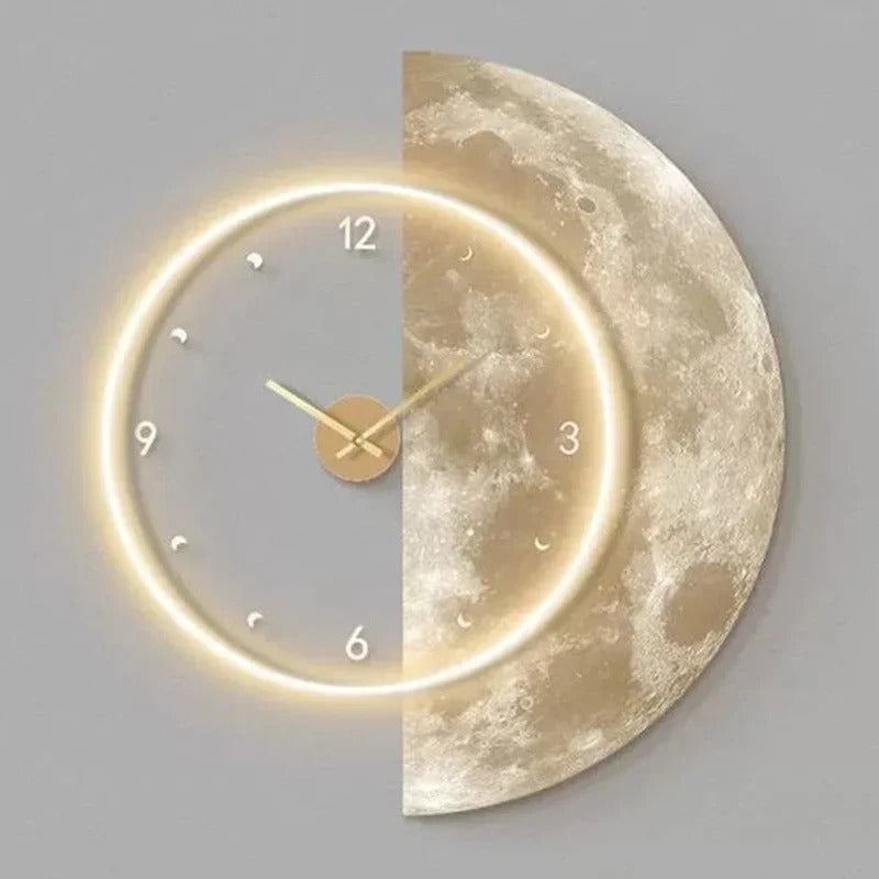 Horloge Murale Lune Lumineuse – Éclairage LED Doux et Design Céleste