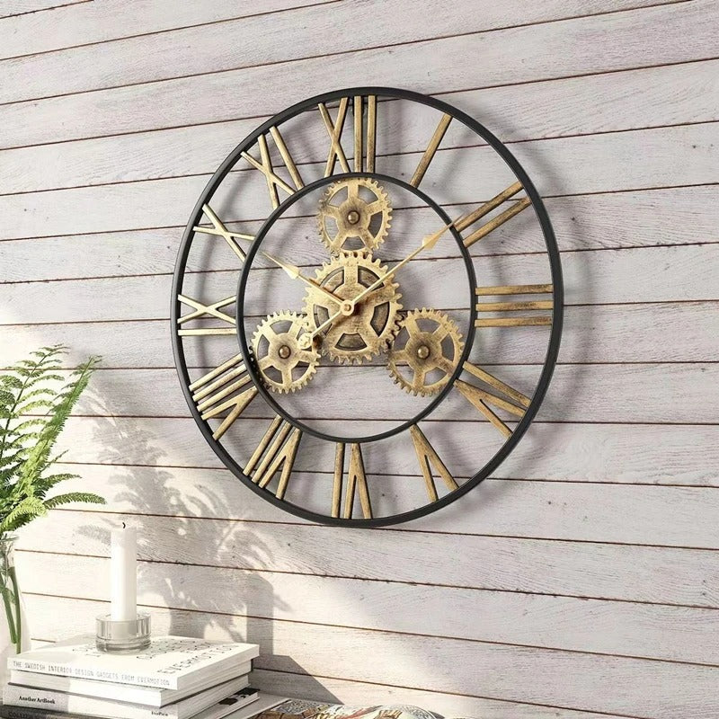 Horloge Murale Engrenages Métalliques – Style Industriel Best-Seller