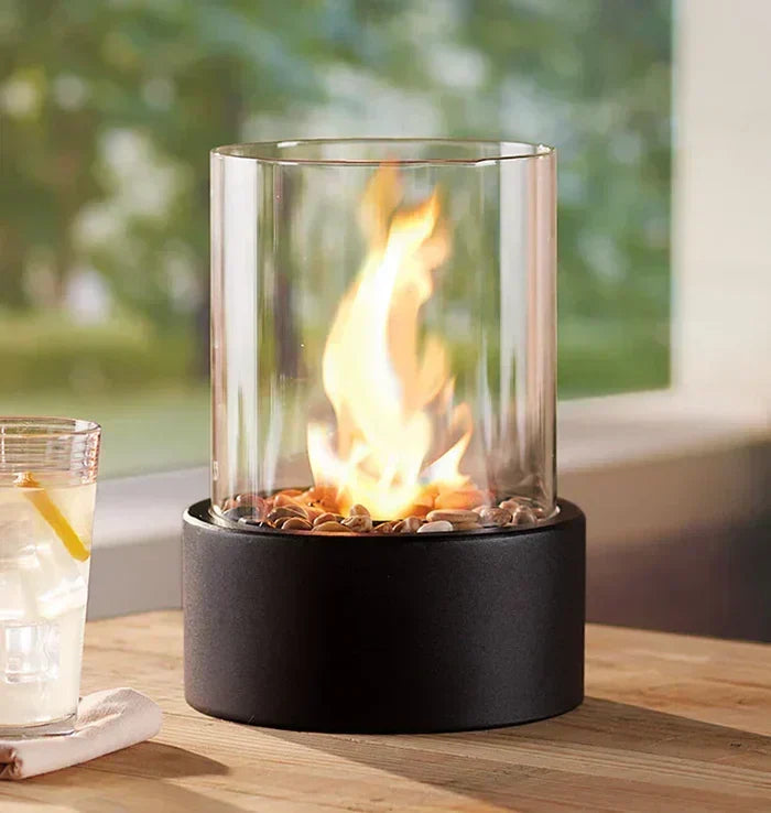 Lampe de table Terrasse Sans fil Noir Aluminium Effet flamme