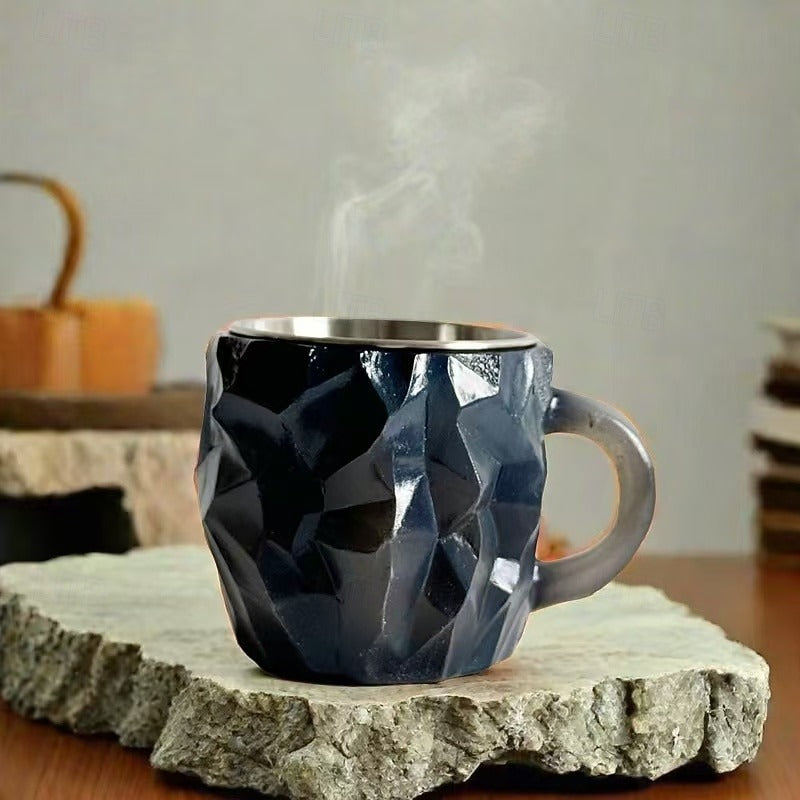 Tasse à café design cristal unique, couleurs violet, vert, rose