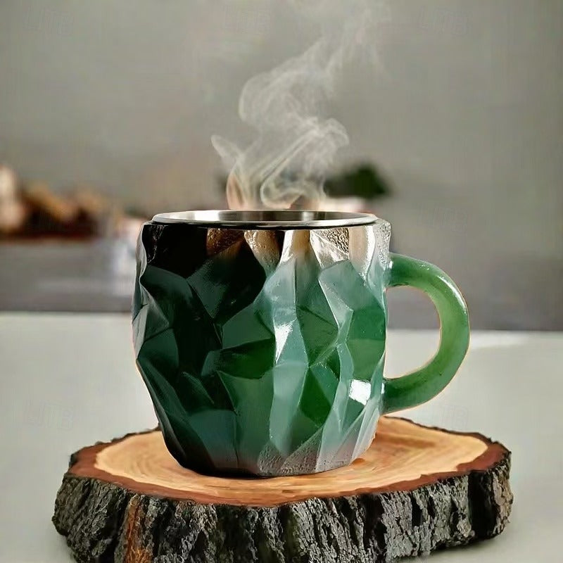 Tasse à café design cristal unique, couleurs violet, vert, rose