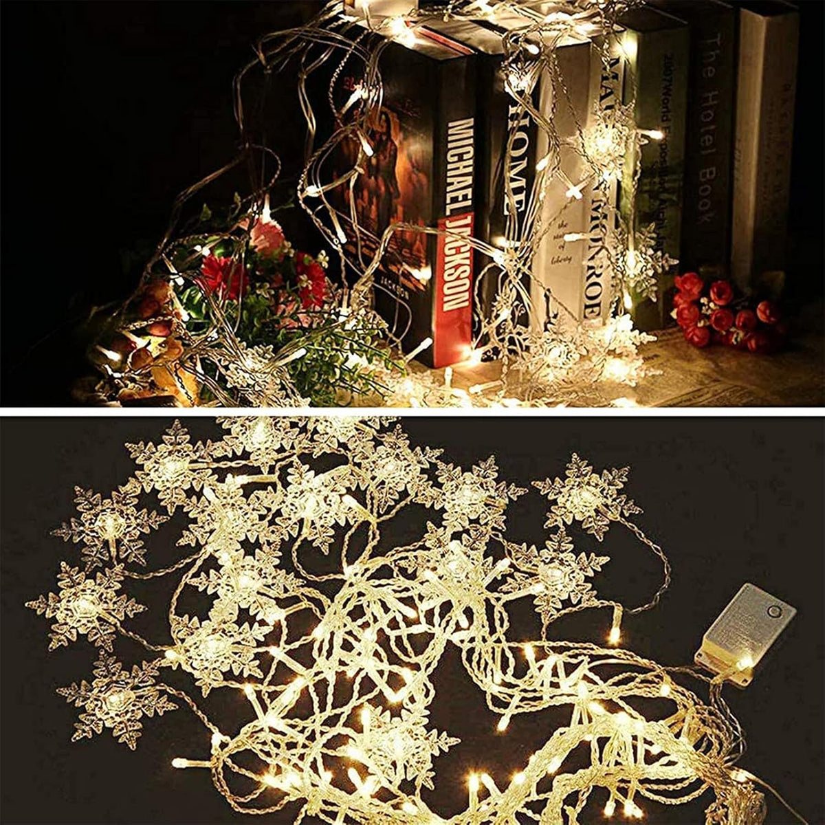 Rideau Lumineux LED Flocons de Neige – Guirlande de Noël 8 Modes