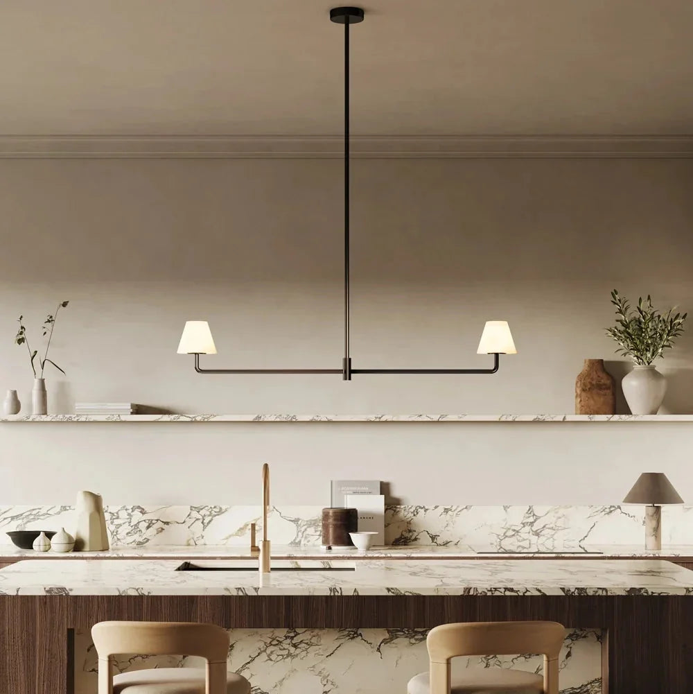 Lampe Suspension Alba en Albâtre et Bronze