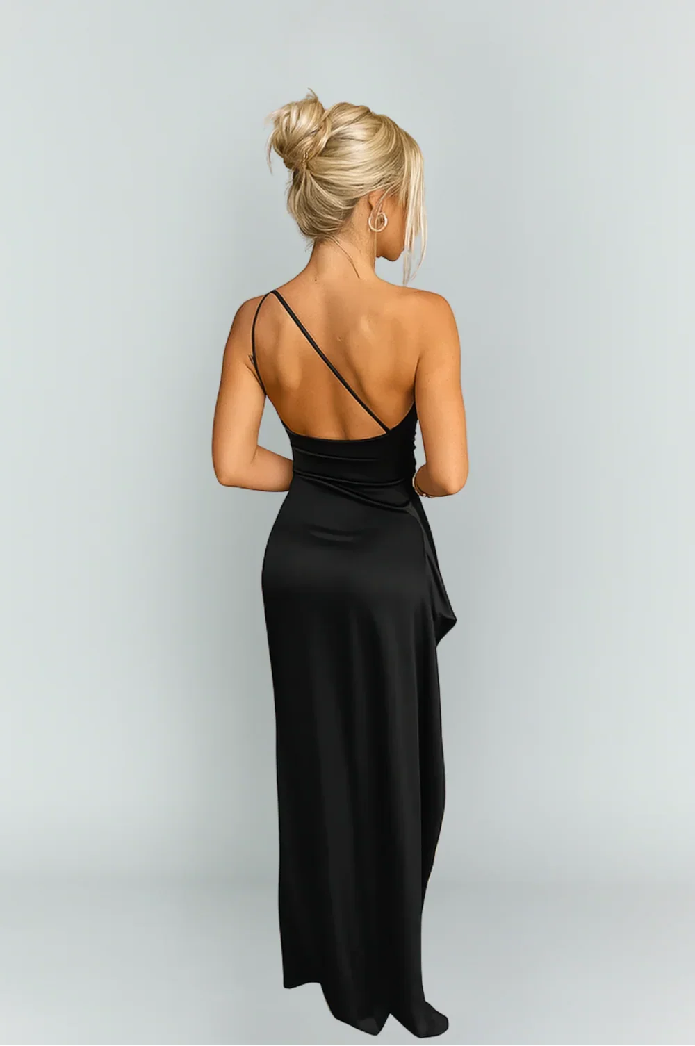 Women's Satin One-Shoulder Maxi Dress