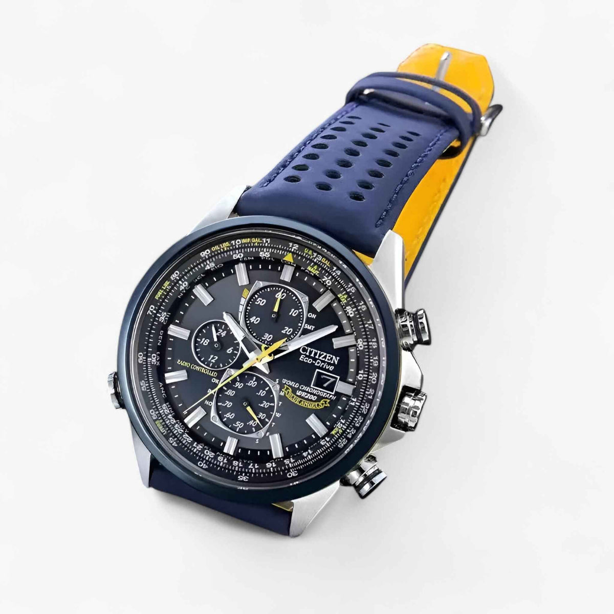 Montre Chronographe Homme MultiSteel 42mm – Acier Argenté, Cadran Bleu