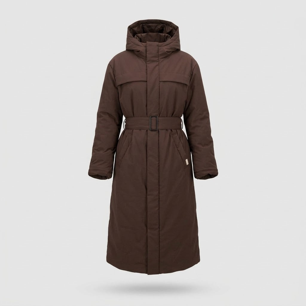 Long Manteau Matelasse avec Ceinture