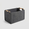Panier de Rangement Pliable en Feutre pour Bois de Chauffage avec Poignees en Bois