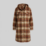 Surchemise Longue a Carreaux Oversize avec Capuche