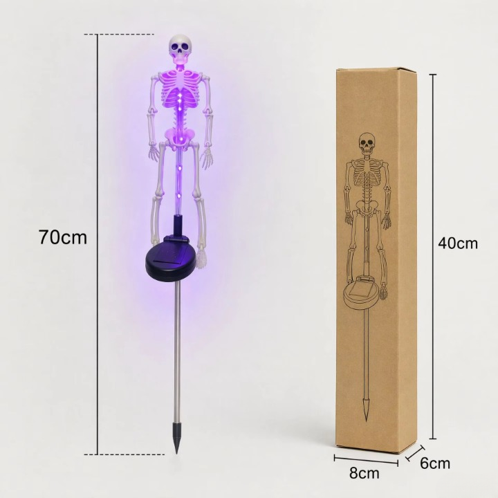Piquet de Jardin Squelette Solaire Lumineux - Décor LED Halloween Extérieur