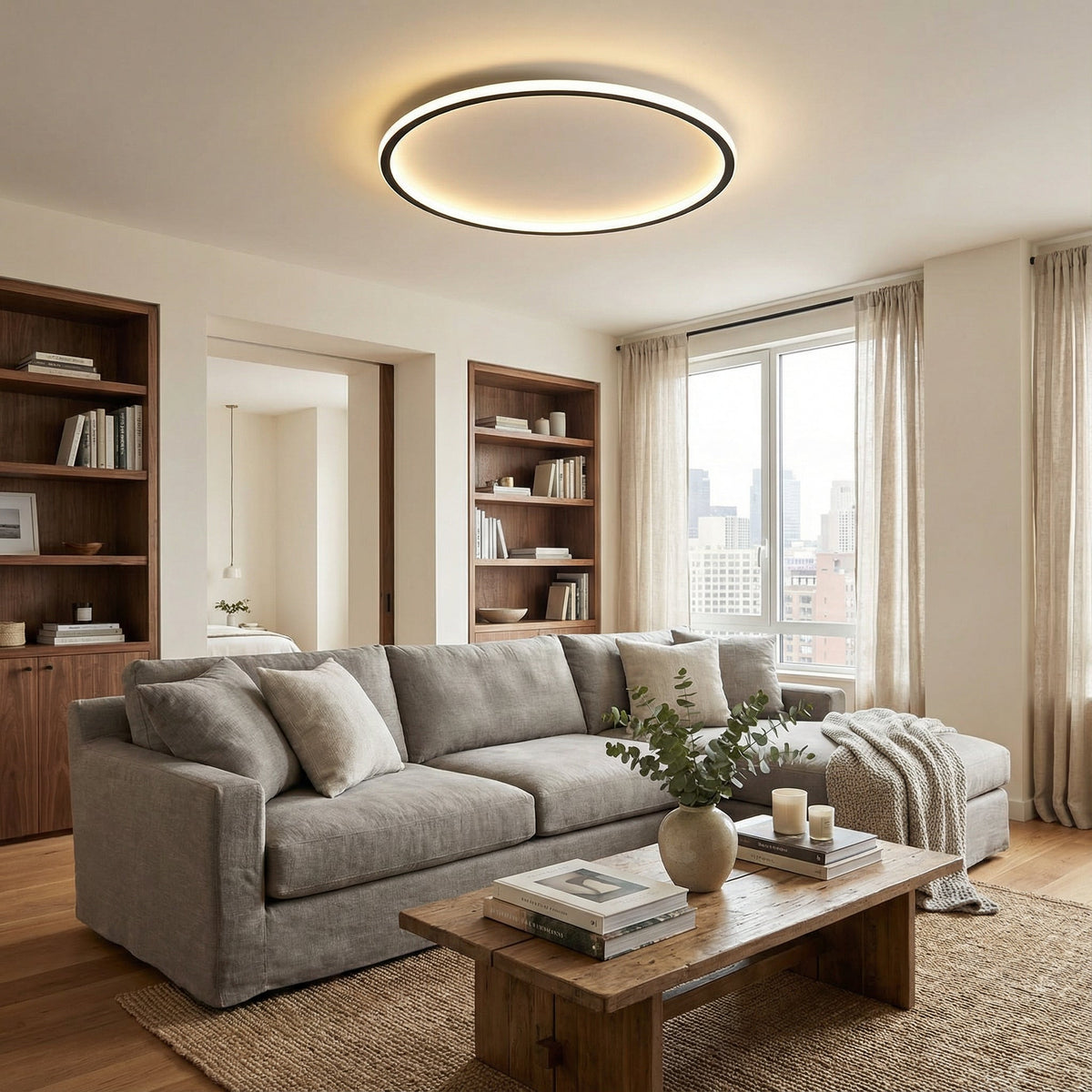 Plafonnier, Rond LED Scandinave, Dimmable, Aluminium