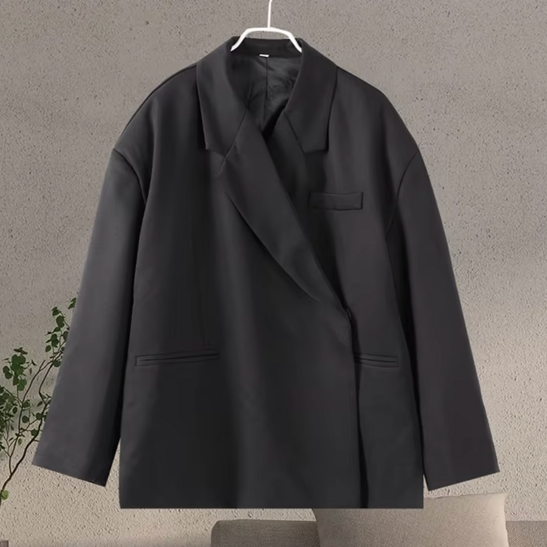 Blazer Oversize Femme - Cache-Coeur Diagonal avec Col Revers