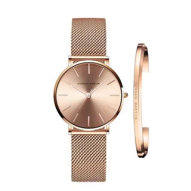 Damenarmbanduhr Hannah Martin, silberfarben, Edelstahl – elegant, trendig, Milanaise-Armband