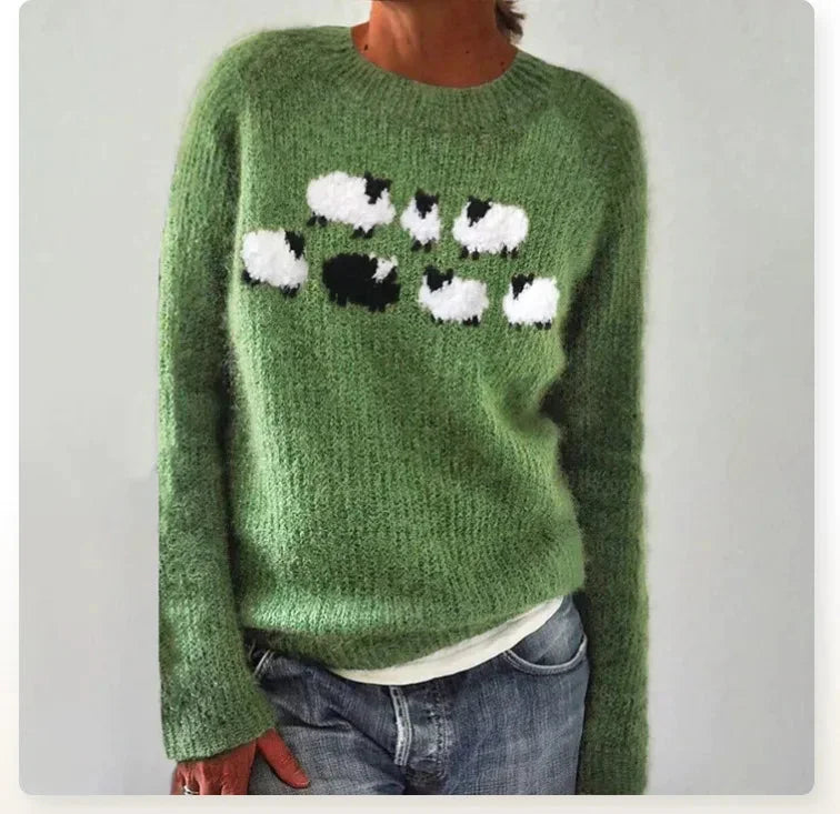 Damenpullover Retro Gestreift Bootsausschnitt Gestrickt Weiche Baumwolle