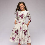 Rochie vintage cu imprimeu floral pentru femei - imprimeu floral elegant și  