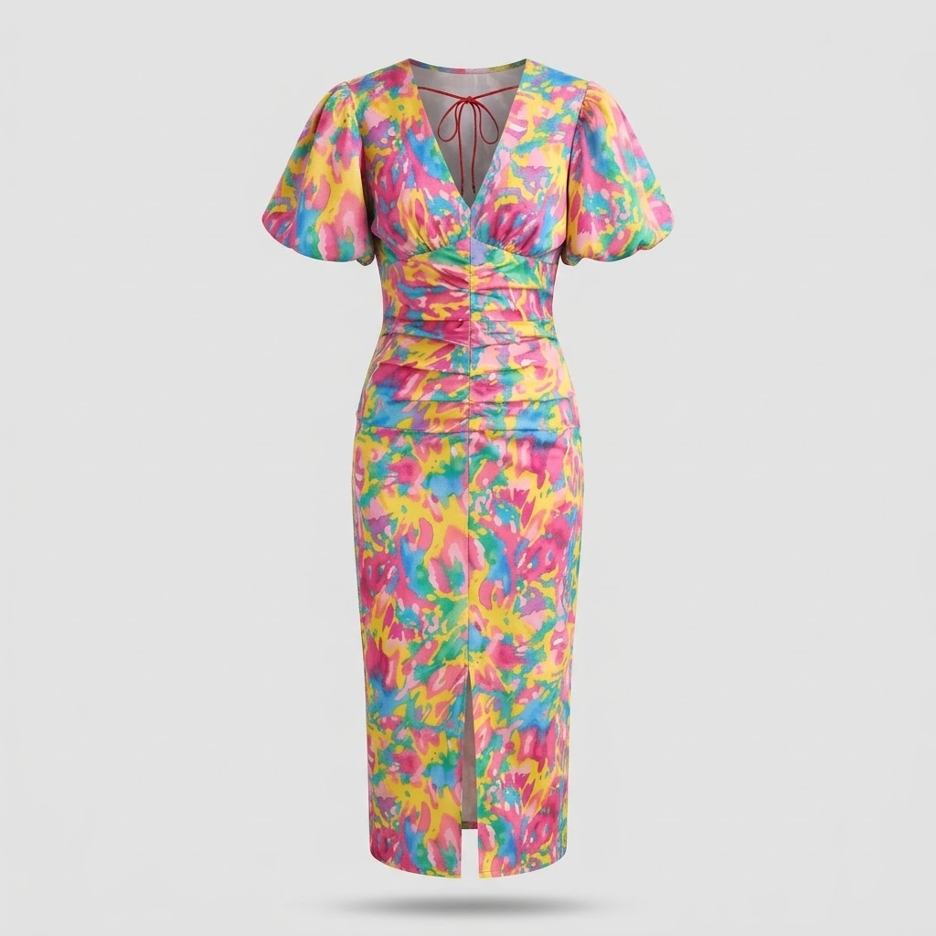 Flydende blomster midi kjole Emery til kvinder - elegant, let til