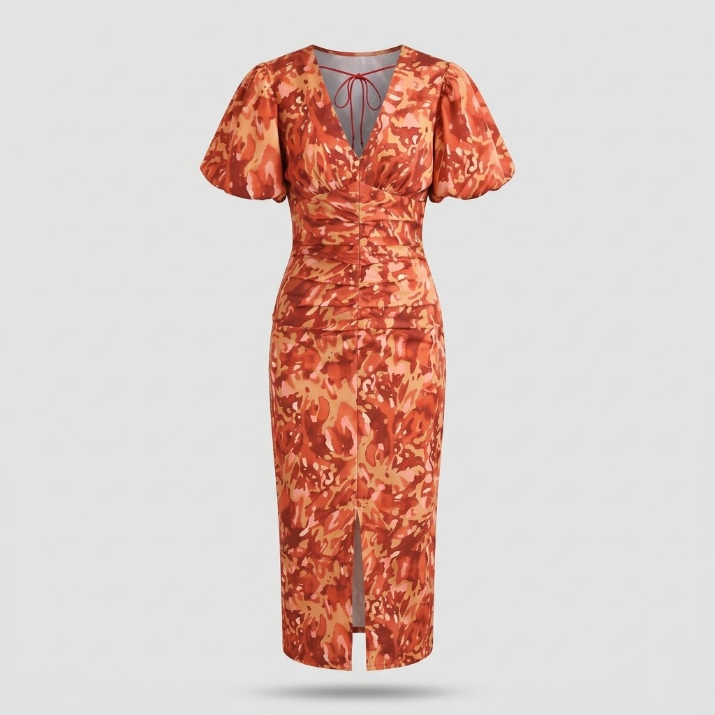 Flydende blomster midi kjole Emery til kvinder - elegant, let til