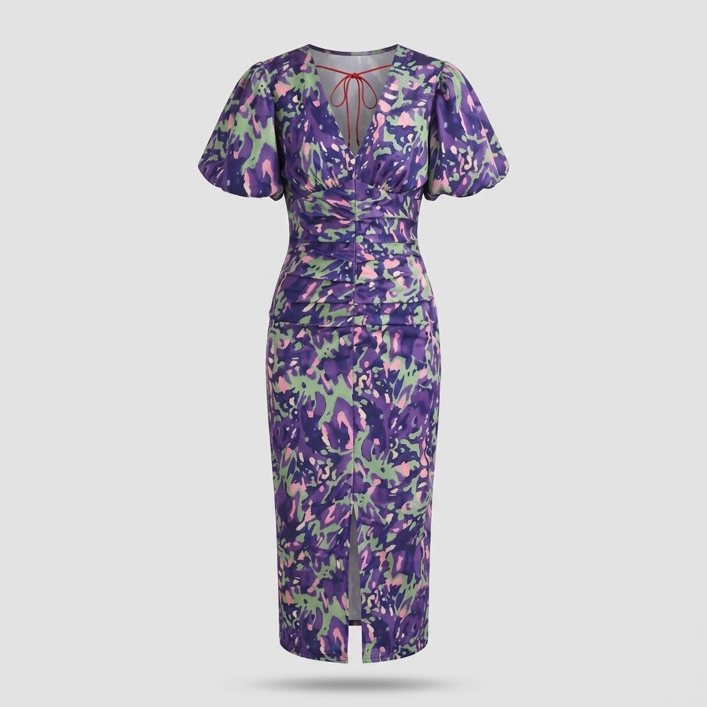 Flydende blomster midi kjole Emery til kvinder - elegant, let til