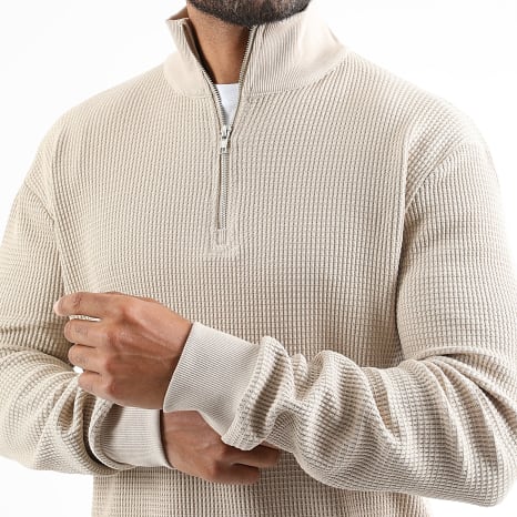 Pull Homme - Col Zippe a Texture Gaufree