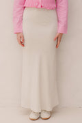 Jupe longue femme élégante en lin satiné beige