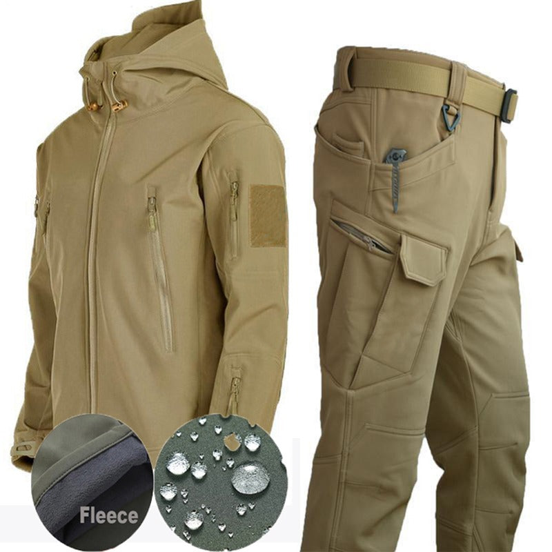Ensemble Outdoor Homme - Veste d'Hiver Matelassée avec Capuche et Pantalon Cargo