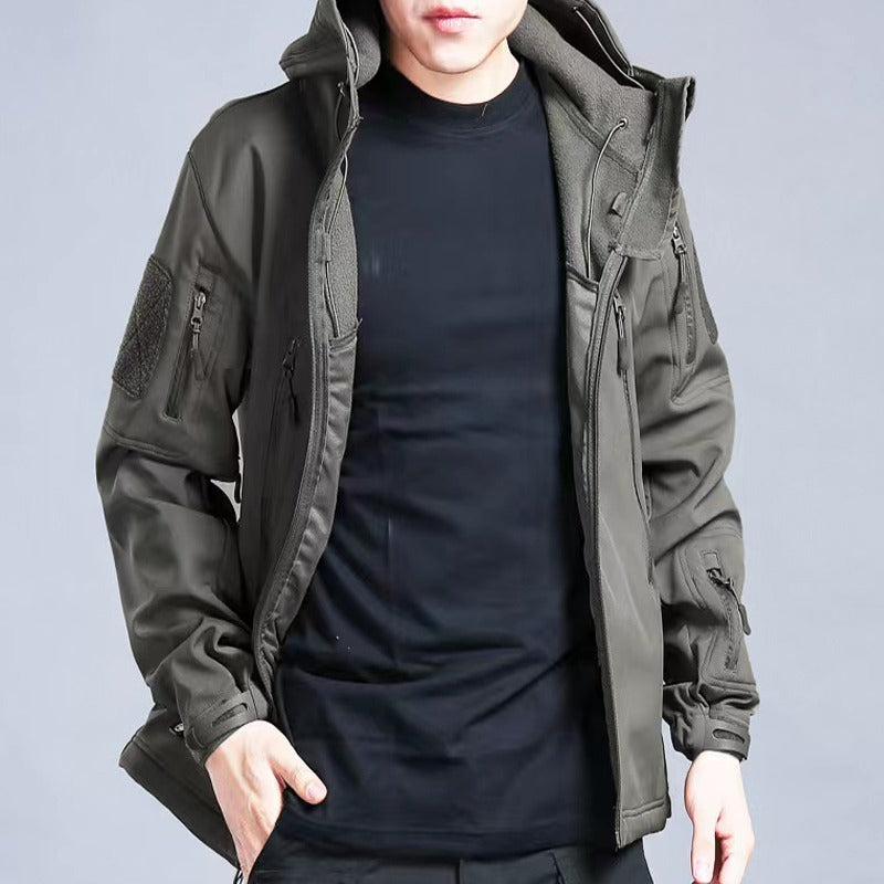 Ensemble Outdoor Homme - Veste d'Hiver Matelassée avec Capuche et Pantalon Cargo