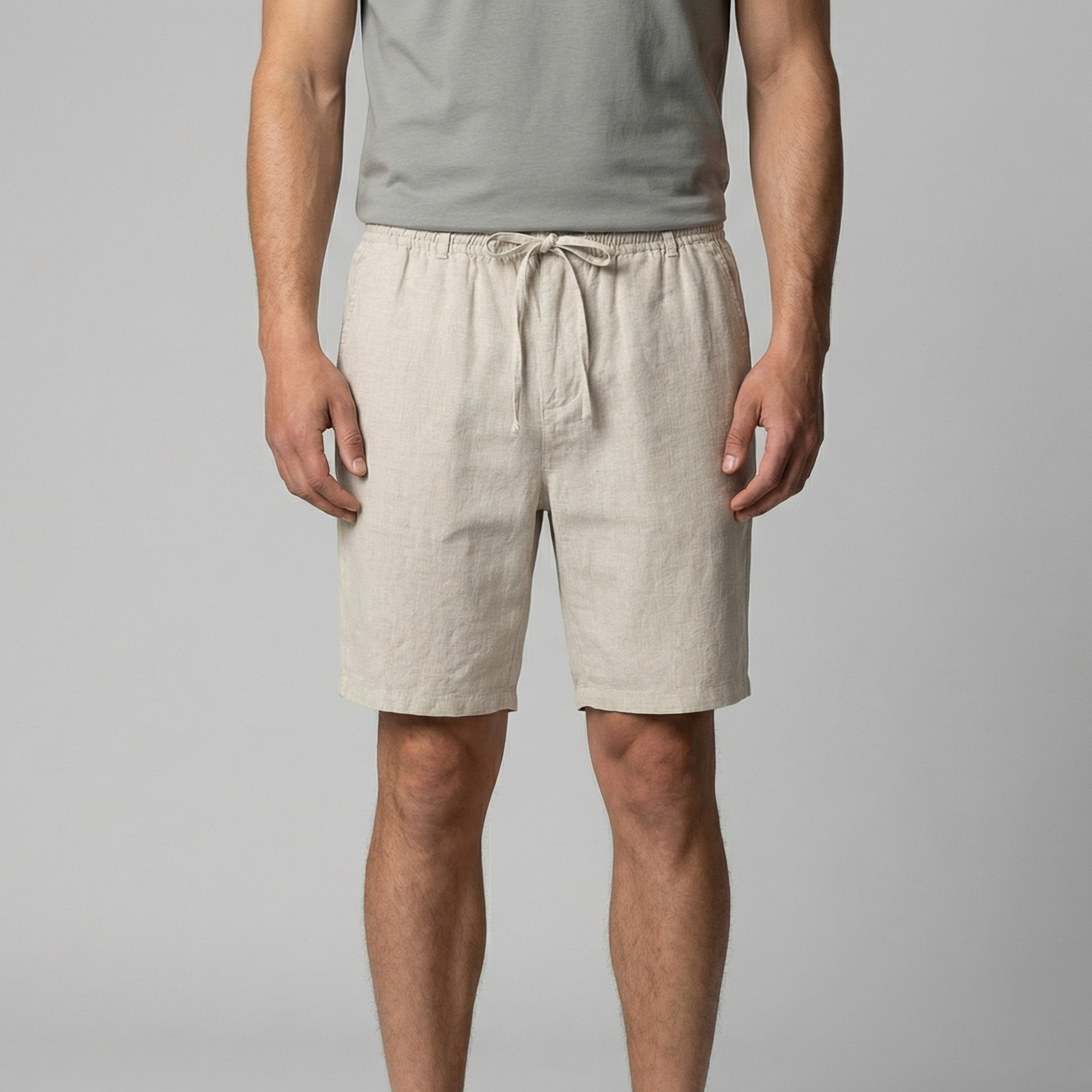 Short homme décontracté beige, coupe relax et respirante
