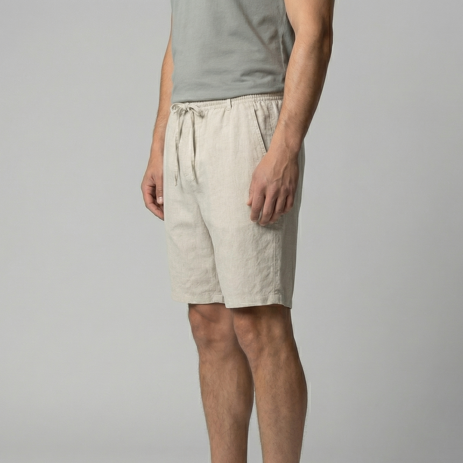 Short homme décontracté beige, coupe relax et respirante